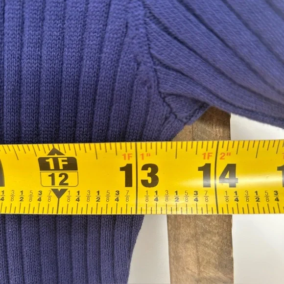 Merokeety Ribbed Knit MIDI Polo Dress Blue Button V-Neck Size S NWT Old Money - Picture 8 of 9